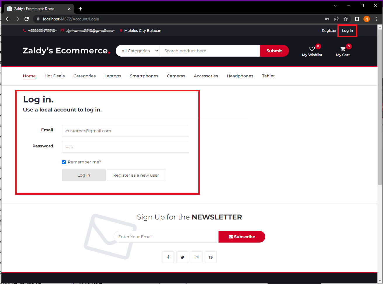 login customer account